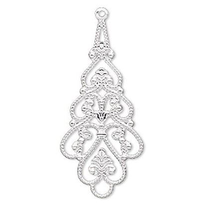Plated Brass Filigree Teardrop Connector Focals 38x18mm, 10 pcs