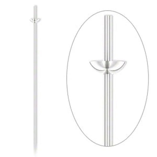 Sterling Silver Cup & Peg Head Pins, 2 inch, 21 Gauge, 4 pcs