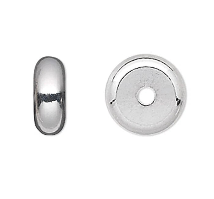 Silver Plated Brass Smooth Heishi Rondelle Spacer Beads, 6x2mm, 100 pcs