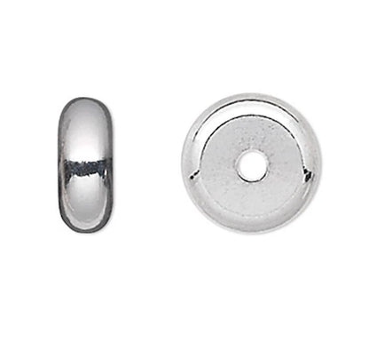 Silver Plated Brass Smooth Heishi Rondelle Spacer Beads, 6x2mm, 100 pcs