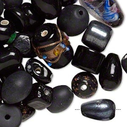 Lampworked Glass Bead Mix, Mixed Shapes, 7x4mm–14x11mm, Approx. 60–100 Beads
