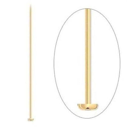 Head Pin, 144 Gold Plated Brass 2" Long 24 Gauge (.020 Inch) Standard Head Pins