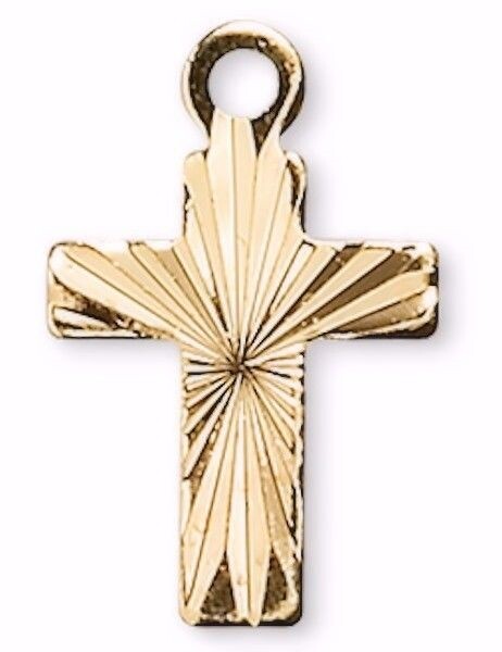 Cross Charms, Diamond-Cut, 9x7mm, Gold or Silver Plated Brass