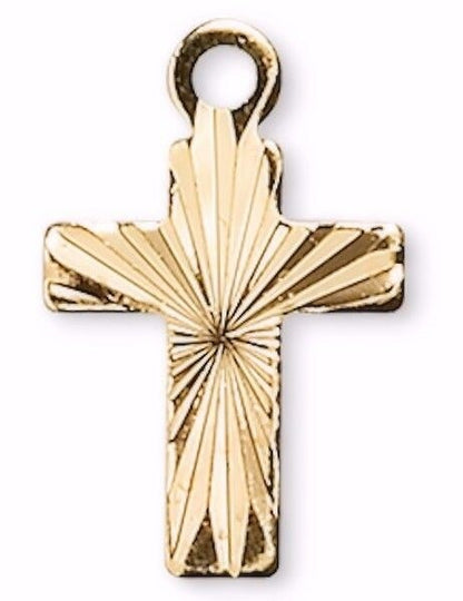 Cross Charms, Diamond-Cut, 9x7mm, Gold or Silver Plated Brass