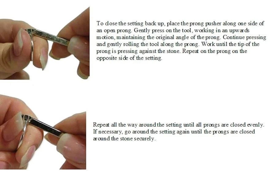 Prong Pusher Tool, Wood Handle, 3-5/8 Inch, 5x3mm Grooved Tip