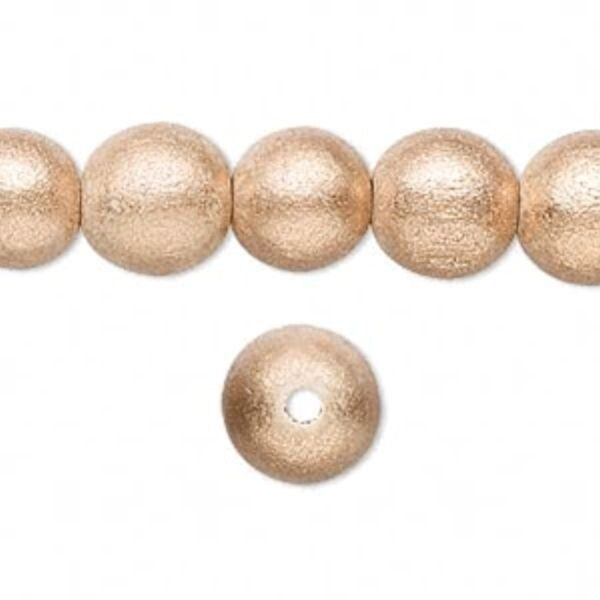Metallic Gold Round Wood Beads 6, 8 or 10mm - 2 Strands