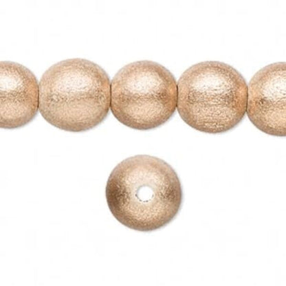 Metallic Gold Round Wood Beads 6, 8 or 10mm - 2 Strands