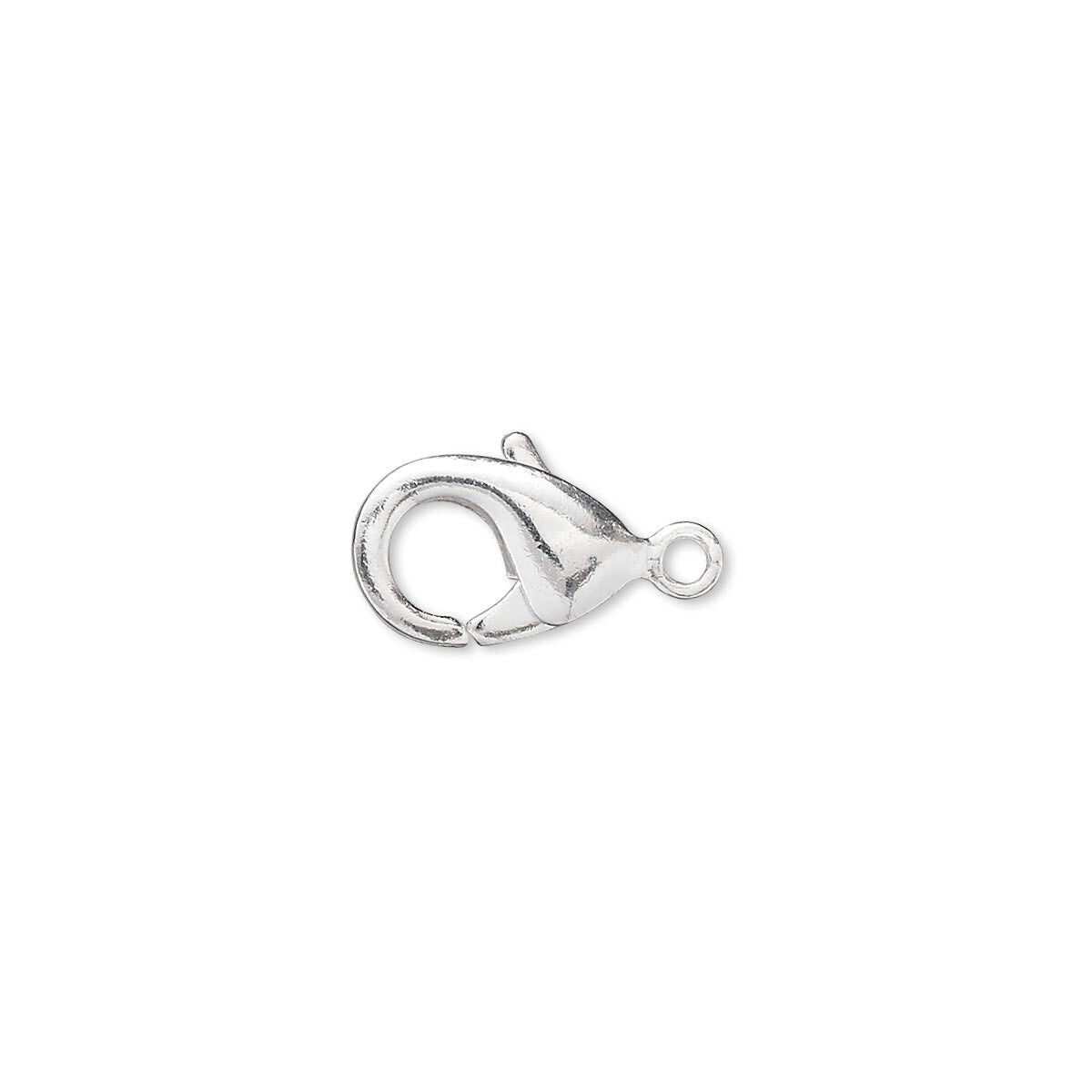 Silver Plated Brass Self-Closing Lobster Claw Clasps with Closed Loop 13x8mm – 10 pcs