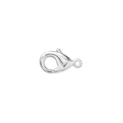 Silver Plated Brass Self-Closing Lobster Claw Clasps with Closed Loop 13x8mm – 10 pcs