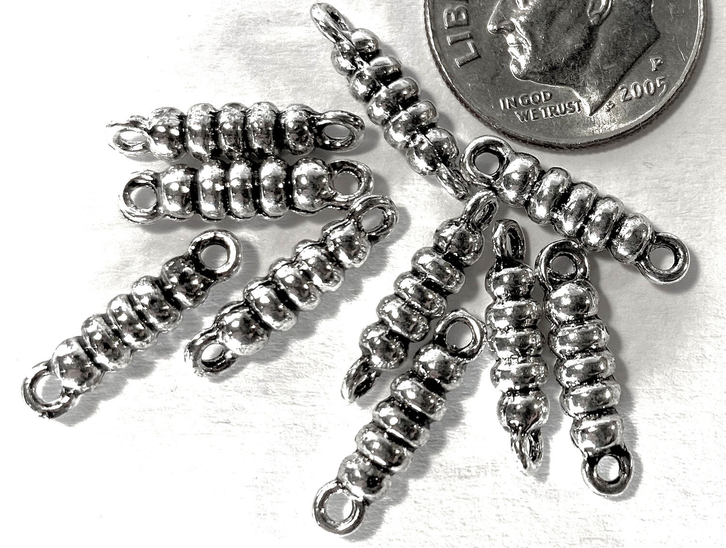 Antiqued Silver Pewter Spiral Link Connectors, 4x16mm, 10 pcs