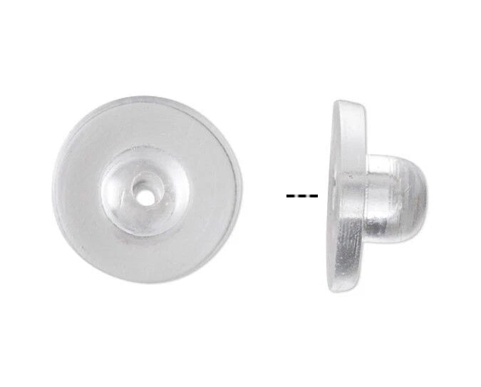 Clear Rubber Hypo-Allergenic Earring Backs 9x5mm - 100 pcs