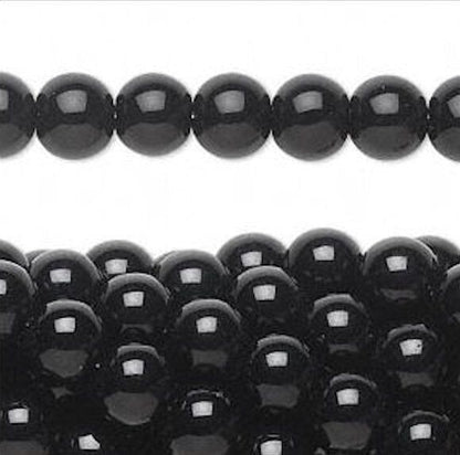Black Obsidian Round Beads, Natural, 1 Strand – 4mm, 6mm, or 8mm