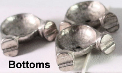 Antiqued Silver Plated Pewter Christmas Bead Caps, Santa & Snowman, 11x22mm, 6 Sets