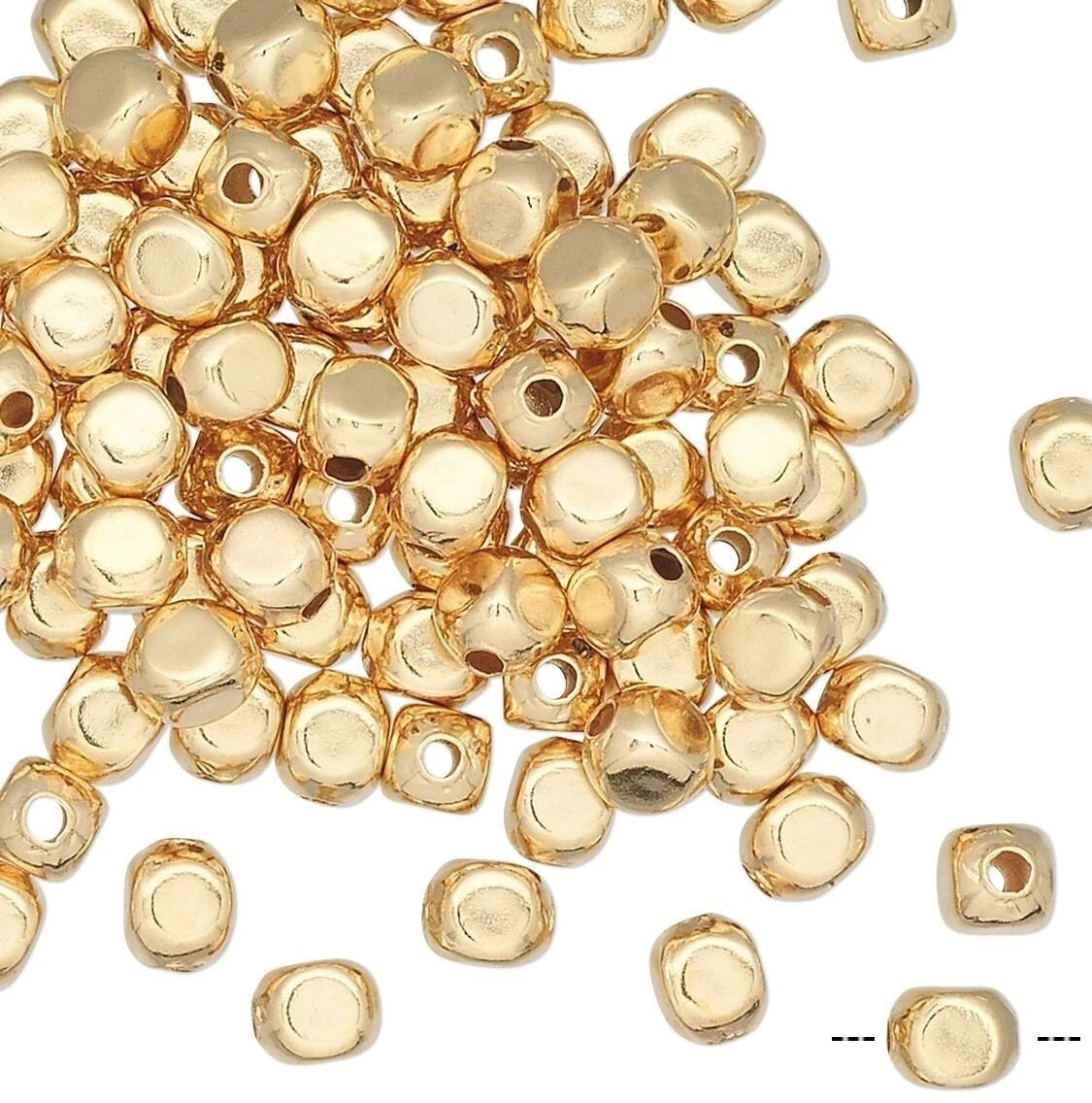 Gold Plated Brass Rounded Square Spacer Beads, 2mm, 100 pcs