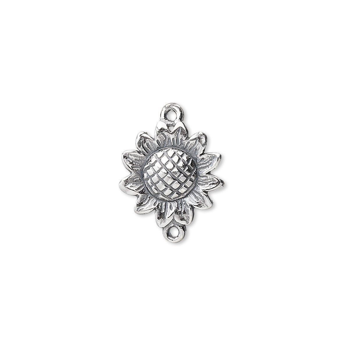 JBB Findings Sterling Silver 13mm Sunflower Link Connector with 2 Loops (1 pc)