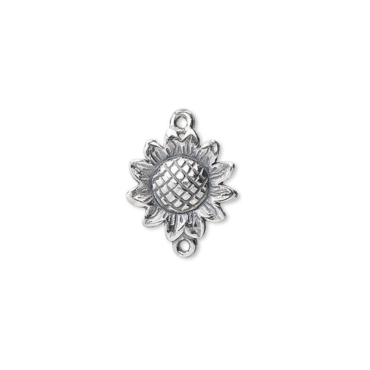 JBB Findings Sterling Silver Sunflower Link Connector 13mm, 2 Loops