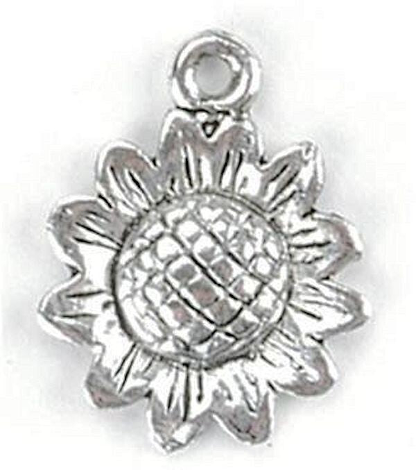 Antiqued Silver Pewter Sunflower Charms 12x15mm – 24 pcs