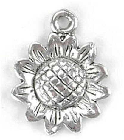 Antiqued Silver Pewter Sunflower Charms 12x15mm – 24 pcs