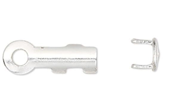 Silver Plated Brass Cord Ends 7x2mm Tube with Ring 1.5mm ID