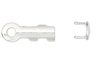 Silver Plated Brass Cord Ends 7x2mm Tube with Ring 1.5mm ID