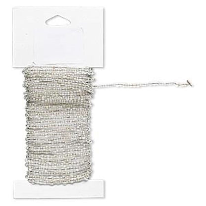 Beaded Wire, Pre-Strung Glass Seed Beads on Brass Wire, 15 Feet