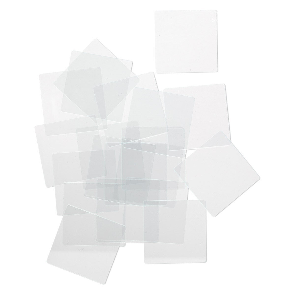 Clear Flat Art Glass Squares 1.5 Inch Grounded Edges (20 pc)