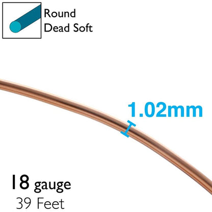 BeadSmith Copper Aluminum Dead Soft Wire, 18 Gauge, 39 Feet