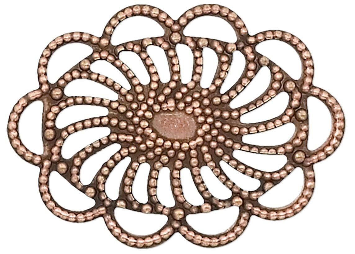 Antiqued Copper Filigree Oval Link Connectors 26x19mm - 10 pcs