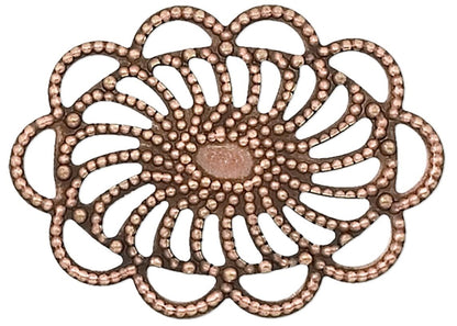 Antiqued Copper Filigree Oval Link Connectors 26x19mm - 10 pcs