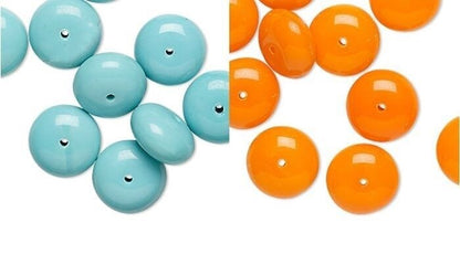 Vintage German Pressed Glass Opaque Rondelle Beads 15x8mm - 10 pcs