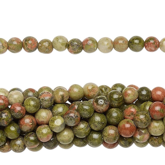 Natural Unakite 4mm Round Beads with 0.5-1.5mm Hole, 1 Strand (approx. 100)