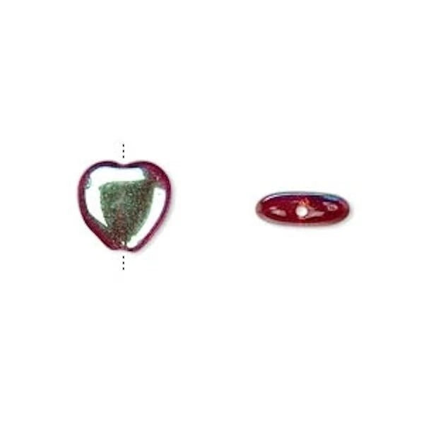 Czech Pressed Glass Ruby Red AB 10mm HEART Beads with 0.8-1mm Hole 1 Strand(45) *