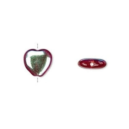 Czech Pressed Glass Ruby Red AB 10mm HEART Beads with 0.8-1mm Hole 1 Strand(45) *