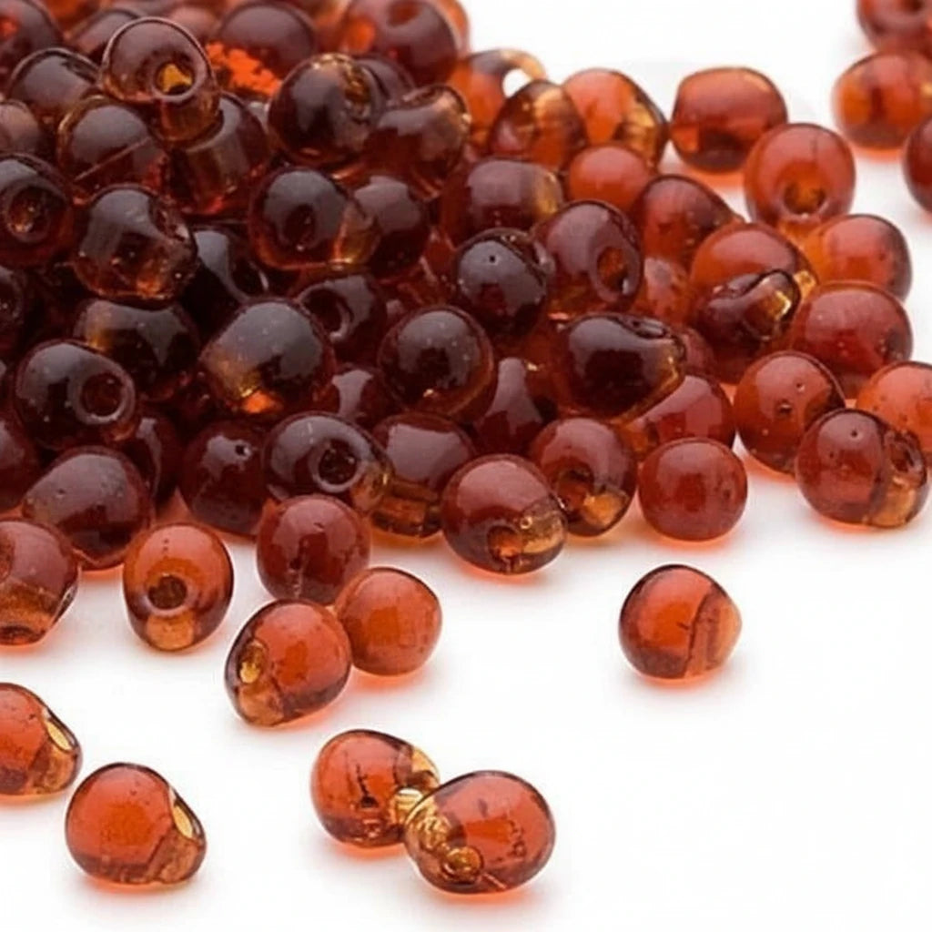 Miyuki Transparent Dark Amber Yellow Teardrop Fringe Beads, 4x3.4mm, 10g
