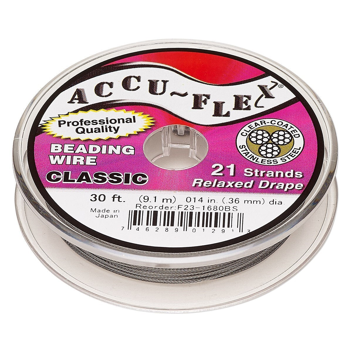 Accu-Flex 21 Strand Clear Beading Wire 0.014" Diameter, 30 Foot Spool