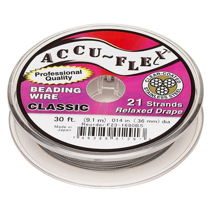 Accu-Flex 21 Strand Clear Beading Wire 0.014" Diameter, 30 Foot Spool