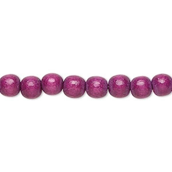 Dyed & Waxed Wood Round Beads 6mm - 2 Strands (approx. 140 pcs)