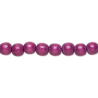 Dyed & Waxed Wood Round Beads 6mm - 2 Strands (approx. 140 pcs)