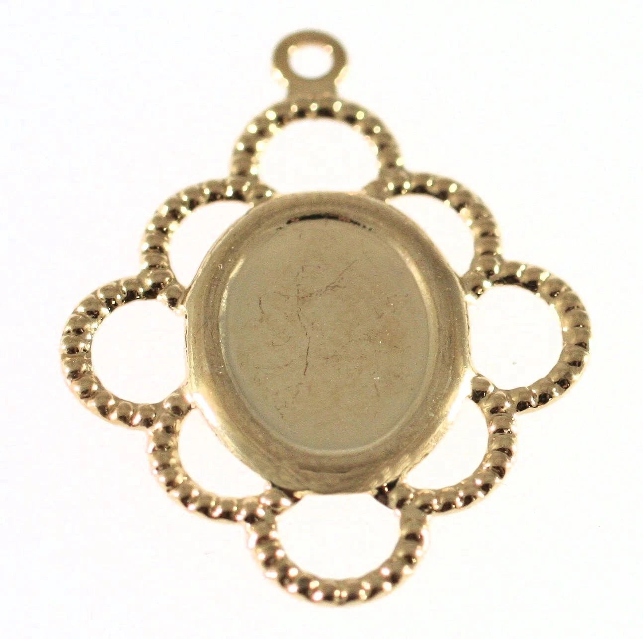 Gold-Plated Brass Oval Cabochon Drop Setting, 19x17mm (for 8x6mm Oval), 10 pcs