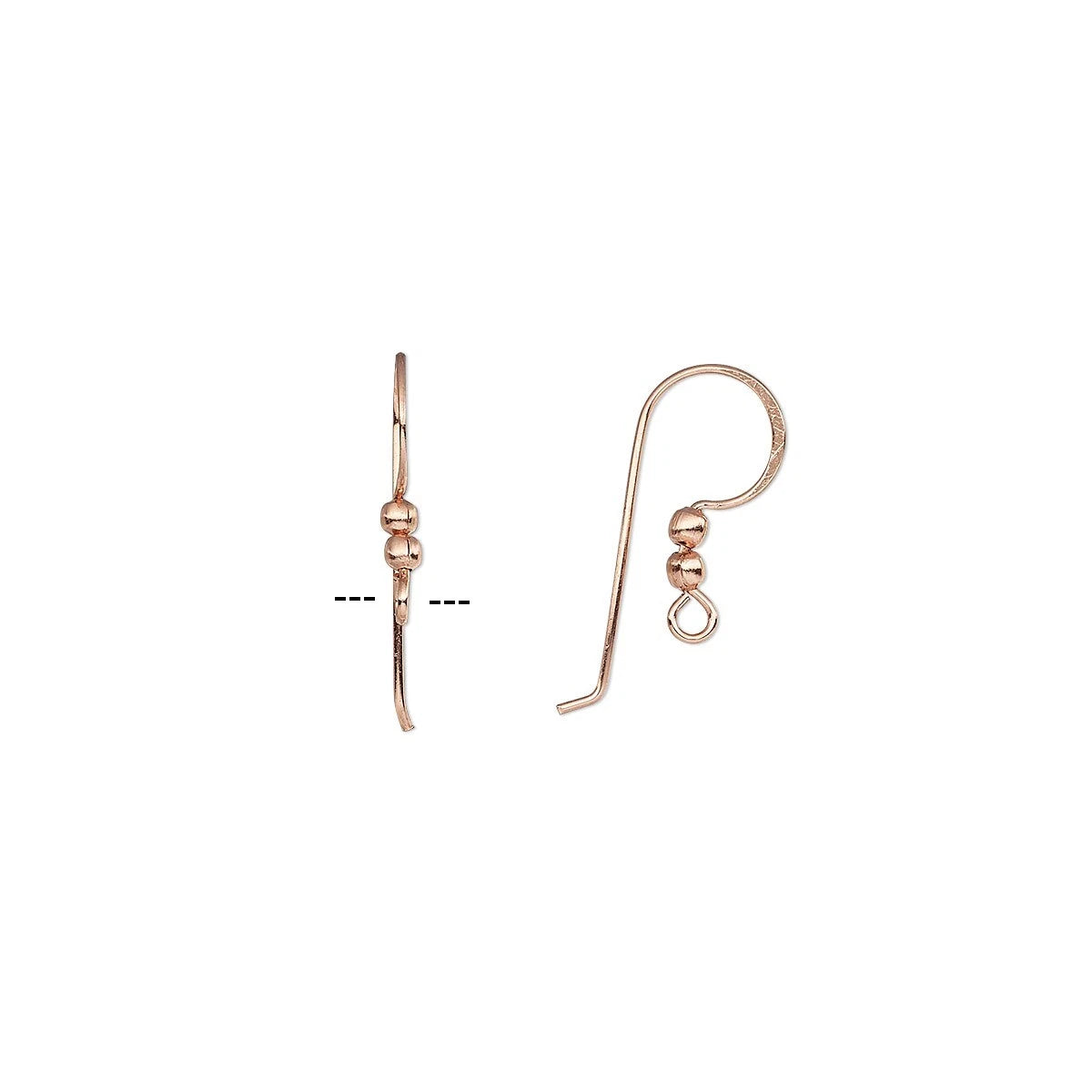 Beadsmith Copper Plated Fishhook Ear Wires 21mm with Ball, 25 Pairs