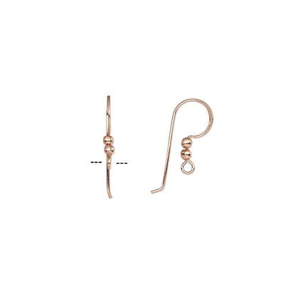 Beadsmith Copper Plated Fishhook Ear Wires 21mm with Ball, 25 Pairs