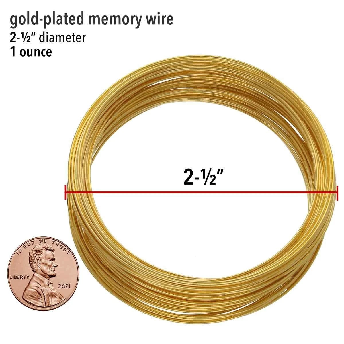 Beadsmith Gold Plated Steel Bracelet Memory Wire 2-1/2", 1 oz (approx. 70 loops)