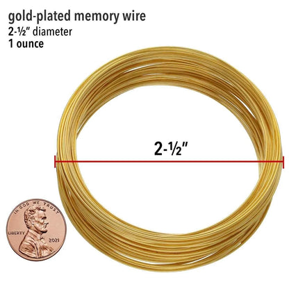 Beadsmith Gold Plated Steel Bracelet Memory Wire 2-1/2", 1 oz (approx. 70 loops)