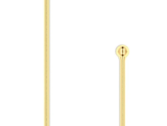 Gold Plated Brass Ball Head Pins, 23 Gauge, 2 Inch, 1.5mm Ball
