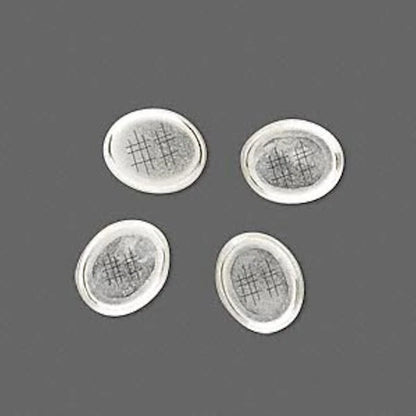 Bezel Cup Setting, Sterling Silver 10x8mm Oval Solid Back, 4 pcs