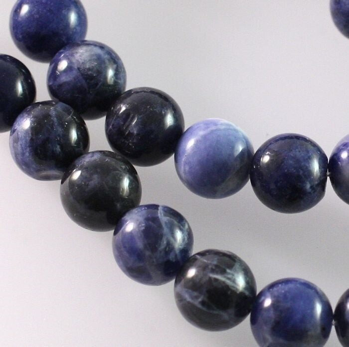 Beads, Sodalite (Natural) B Grade 10mm Round, 1 Strand (approx. 41 pcs)