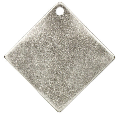 Antiqued Silver Plated Steel Wavy Diamond Blank Charm Drops, 15mm - Pack of 10
