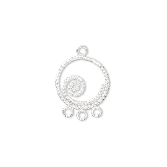 Sterling Silver Spiral Twist Earring Link Connectors, 13x19mm, Set of 2