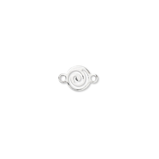 Silver Plated Brass 7mm Round Swirl Link Connectors