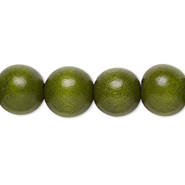 Cheesewood Round Beads, Dyed & Waxed, 11-12mm, 2 Strands, Approx. 70 Beads